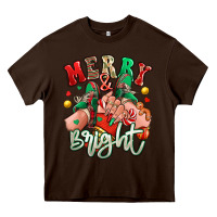 Chocolate Brown merry and bright caucasian girl sneakers Heavy Core Tee - RanaPortraitStore
