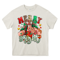 Cream merry and bright caucasian girl sneakers Heavy Core Tee - RanaPortraitStore