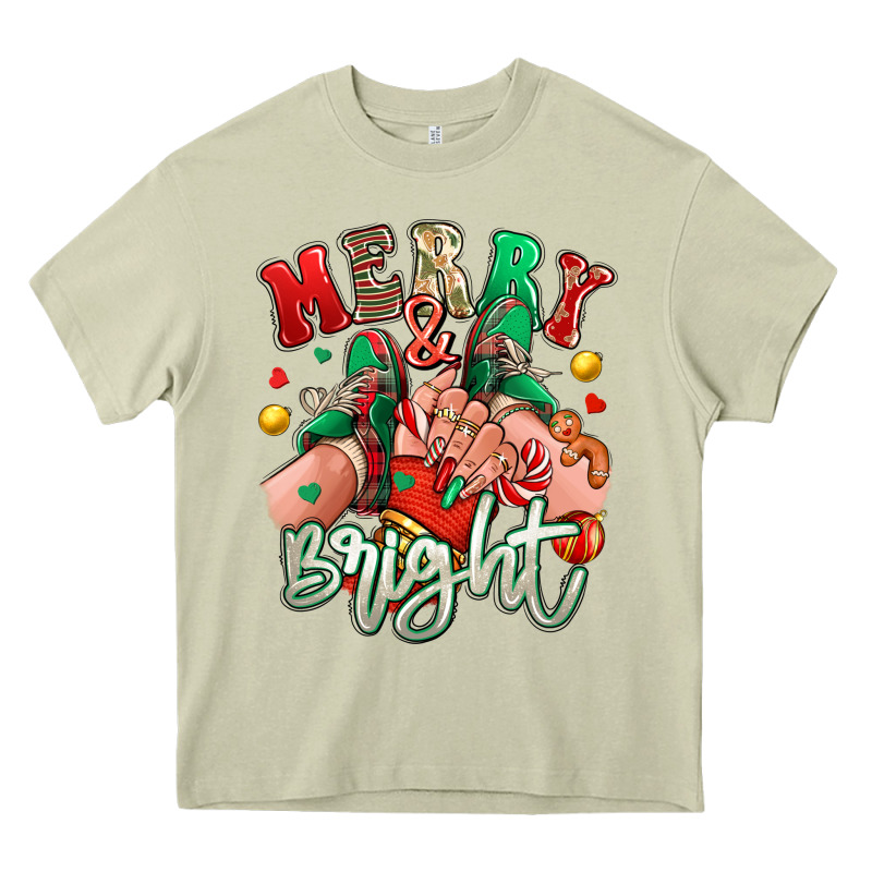 Merry And Bright Caucasian Girl Sneakers Heavy Core Tee by RanaPortraitStore | Teevron