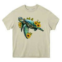 Mossy sea turtle with sunflowers Heavy Core Tee - Artiststas
