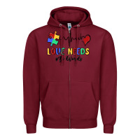 Burgundy love needs no words Zipper Hoodie - MaliasSmallBusiness