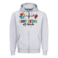 Heather Grey love needs no words Zipper Hoodie - MaliasSmallBusiness
