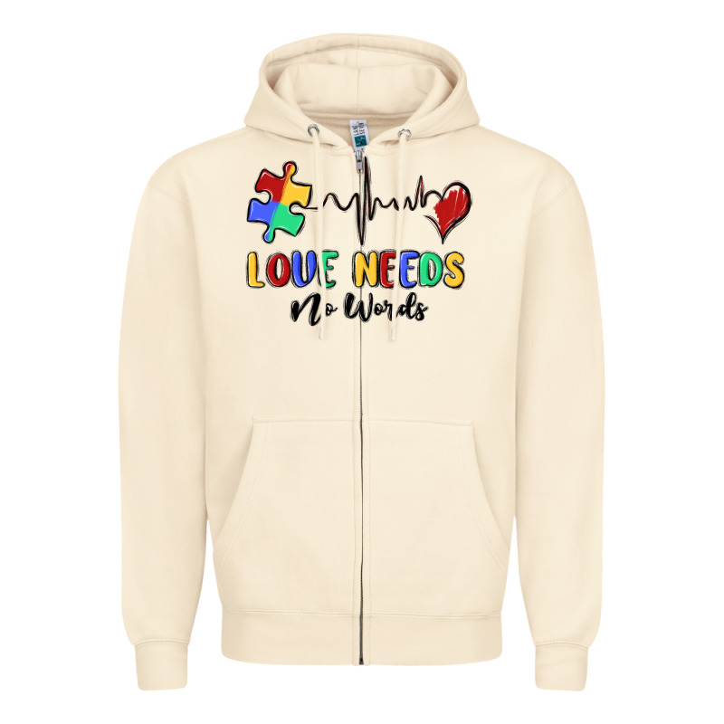 Love Needs No Words Zipper Hoodie by MaliasSmallBusiness | Teevron
