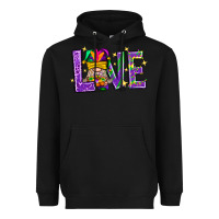 Black Mardi Gras Love With Gnome Heavyweight Hoodie - BundleAndBundleShop