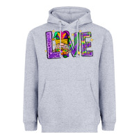 Heather Grey Mardi Gras Love With Gnome Heavyweight Hoodie - BundleAndBundleShop