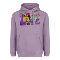 Lavender Mardi Gras Love With Gnome Heavyweight Hoodie - BundleAndBundleShop