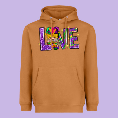 Mardi Gras Love With Gnome Heavyweight Hoodie Designed By Bundleandbundleshop