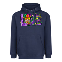 Navy Mardi Gras Love With Gnome Heavyweight Hoodie - BundleAndBundleShop