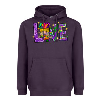 Plum Mardi Gras Love With Gnome Heavyweight Hoodie - BundleAndBundleShop