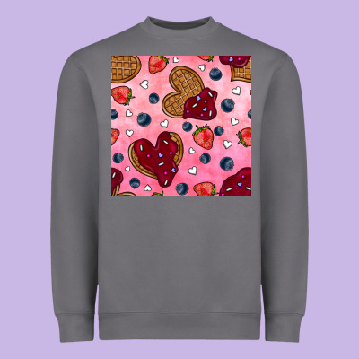 Valentines Day Waffles Seamless Pattern Heavyweight Sweatshirt Designed By Bundleandbundleshop