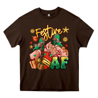 Chocolate Brown festive af christmas caucasian girl sneakers Heavy Core Tee - RanaPortraitStore