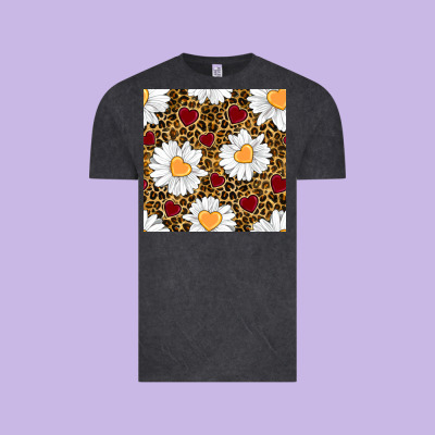 Valentines Day Daisy And Leopard Seamless Pattern Vintage Tee Designed By Bundleandbundleshop