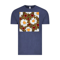 Vintage Denim valentines day daisy and leopard seamless pattern Vintage Tee - BundleAndBundleShop