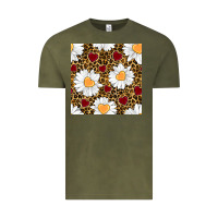 Vintage Olive valentines day daisy and leopard seamless pattern Vintage Tee - BundleAndBundleShop
