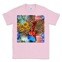 Bubblegum Pink statue of liberty american flag Classic Tee - BundleAndBundleShop