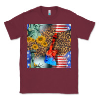Burgundy statue of liberty american flag Classic Tee - BundleAndBundleShop