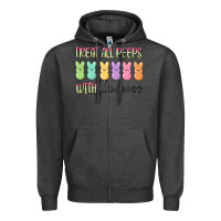 Charcoal Heather treat all peeps with kindness Zipper Hoodie - MaliasSmallBusiness