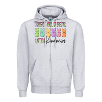 Heather Grey treat all peeps with kindness Zipper Hoodie - MaliasSmallBusiness
