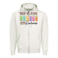 Oatmeal Heather treat all peeps with kindness Zipper Hoodie - MaliasSmallBusiness