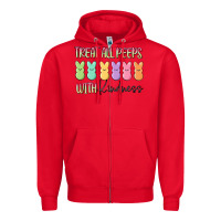 Red treat all peeps with kindness Zipper Hoodie - MaliasSmallBusiness