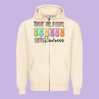 Treat All Peeps With Kindness Zipper Hoodie Designed By Maliassmallbusiness