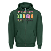 Sports Green treat all peeps with kindness Zipper Hoodie - MaliasSmallBusiness