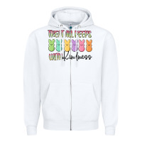 White treat all peeps with kindness Zipper Hoodie - MaliasSmallBusiness