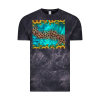 Cloud Black leopard turquoise sunflower Vintage Tee - JahusDesignShop