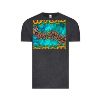 Vintage Black leopard turquoise sunflower Vintage Tee - JahusDesignShop