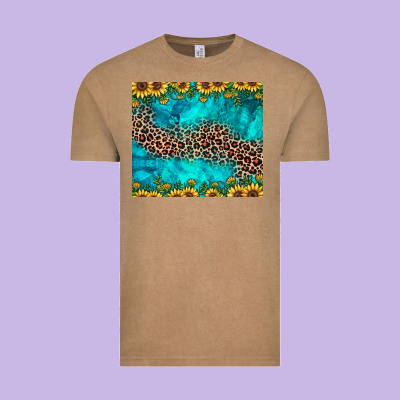 Leopard Turquoise Sunflower Vintage Tee Designed By Jahusdesignshop