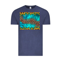 Vintage Denim leopard turquoise sunflower Vintage Tee - JahusDesignShop