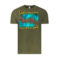 Vintage Olive leopard turquoise sunflower Vintage Tee - JahusDesignShop