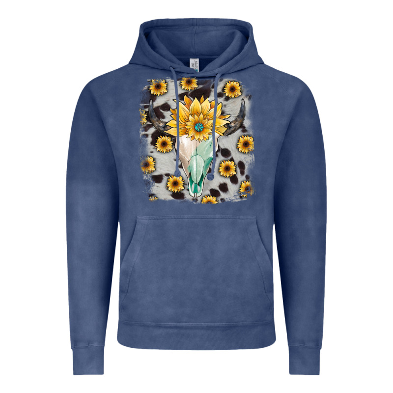 Cowhide Sunflower Gemstone Bull Skull Vintage Hoodie by JahusDesignShop | Teevron