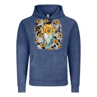 Vintage Denim cowhide sunflower gemstone bull skull Vintage Hoodie - JahusDesignShop