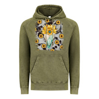 Vintage Olive cowhide sunflower gemstone bull skull Vintage Hoodie - JahusDesignShop