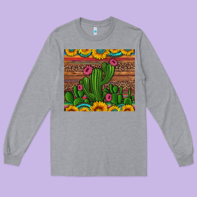 Sunflowers Turquoise Serape Cactus Tumbler Long Sleeve Tee Designed By Artiststas