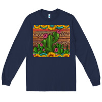 Navy sunflowers turquoise serape cactus tumbler Long Sleeve Tee - Artiststas