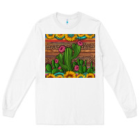 White sunflowers turquoise serape cactus tumbler Long Sleeve Tee - Artiststas
