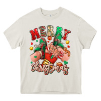Cream Merry Christmas Caucasian girl sneakers Heavy Core Tee - RanaPortraitStore