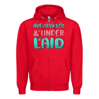 Red overworked underlaid Zipper Hoodie - MaliasSmallBusiness