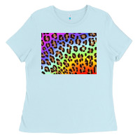 Baby Blue leopard background rainbow 3200x2400 Ladies Tee - AdoDesignShop
