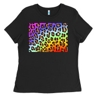 Black leopard background rainbow 3200x2400 Ladies Tee - AdoDesignShop