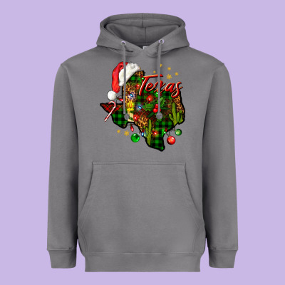 Christmas Western Texas Map Heavyweight Hoodie Designed By Bundleandbundleshop