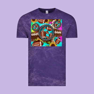 Football Tie Dye Gemstone Sunflower Vintage Tee Designed By Jahusdesignshop