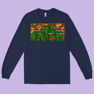 Sunflowers And Cactus License Plate Long Sleeve Tee Designed By Artiststas