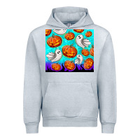Heather Grey halloween pumpkins with ghosts Urban Hoodie - TumblerDesignByShophia