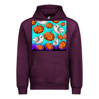 Mauve Wine halloween pumpkins with ghosts Urban Hoodie - TumblerDesignByShophia