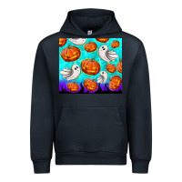 Navy halloween pumpkins with ghosts Urban Hoodie - TumblerDesignByShophia