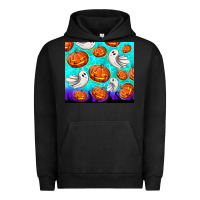 Pigment Black halloween pumpkins with ghosts Urban Hoodie - TumblerDesignByShophia
