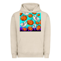 Pigment French Oak halloween pumpkins with ghosts Urban Hoodie - TumblerDesignByShophia